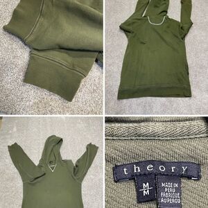 Theory womens pullover sweater sz medium green long sleeve over oversize hoodie